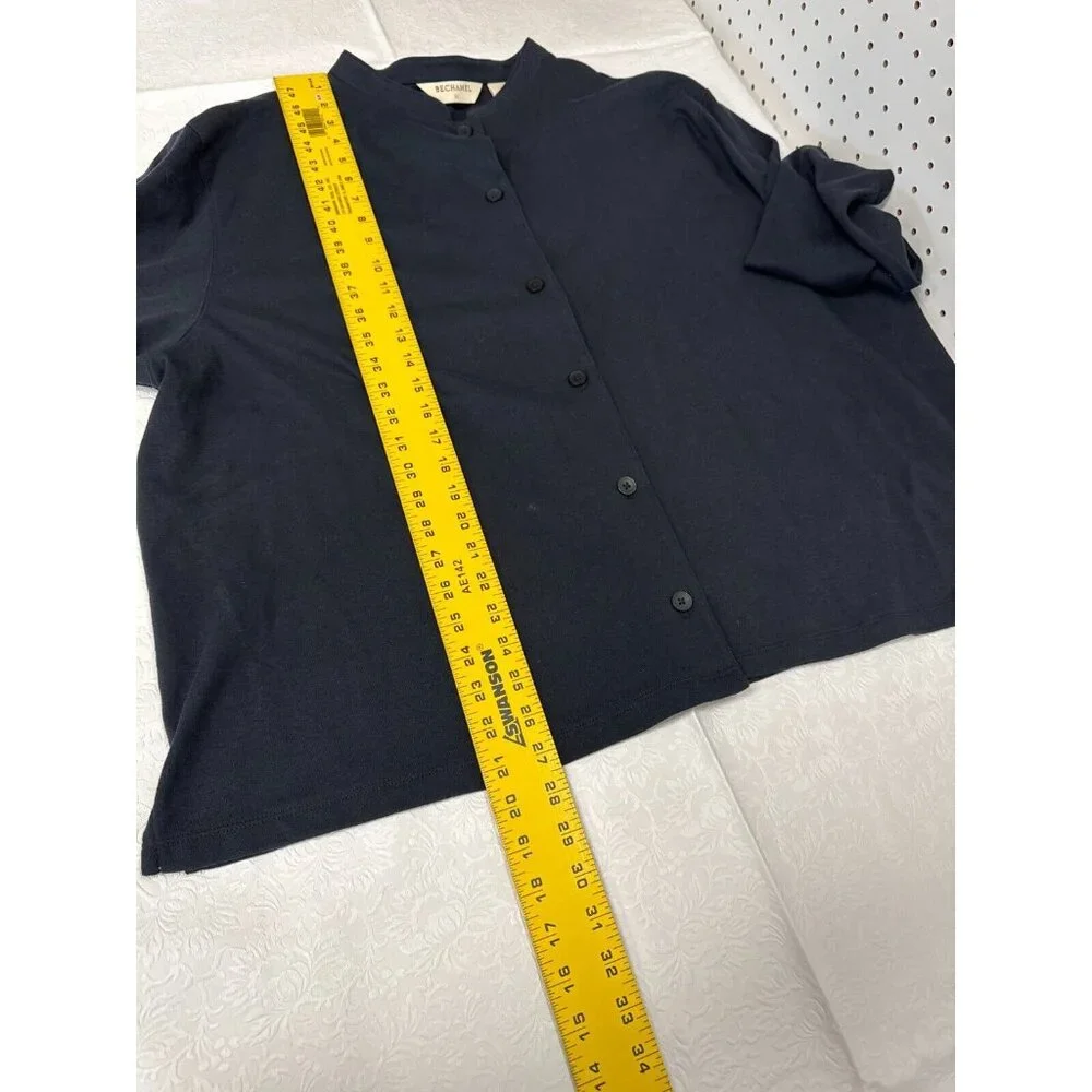 Bechamel Womens Cotton Black Button Front Collar Shirt Size 3X Long Sleeve - Picture 7 of 8